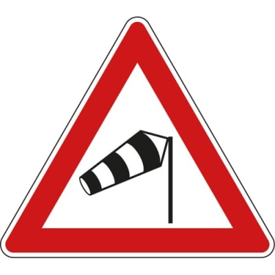 VZ 117-10: Verkehrsschild Seitenwind rechts VZ 117-10: Verkehrsschild Seitenwind rechts