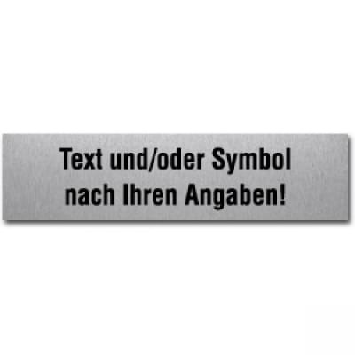 Edelstahlpiktogramm mit Text und Symbol nach ihren Angaben (eckig) Edelstahlpiktogramm mit Text und Symbol nach ihren Angaben (eckig)