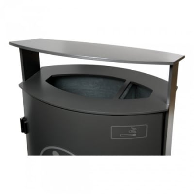 Stand-Abfallbehälter inkl. Ascher mit abgeschrägter Abdeckhaube - Inhalt 10 + 60 Liter Stand-Abfallbehälter inkl. Ascher mit abgeschrägter Abdeckhaube - Inhalt 10 + 60 Liter