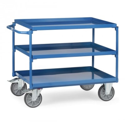 Tischwagen mit 3 Stahlblechböden und waagerechtem Schiebegriff  - Tragkraft 400 kg