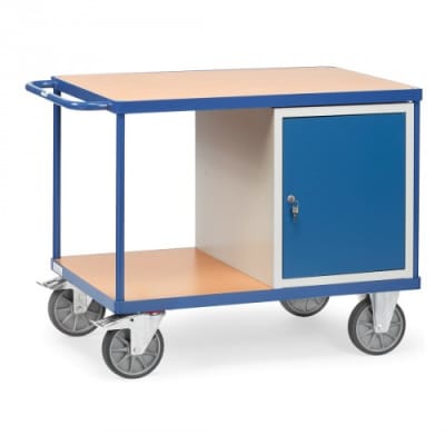Schwerer Werkstattwagen / Tischwagen mit 1-türigem Schrank  - Tragkraft 600 kg