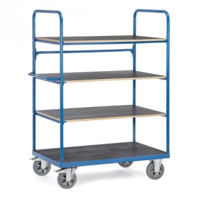 Schwerer Etagenwagen mit 4 Böden - Gesamthöhe 1800 mm - Tragkraft 1200 kg Schwerer Etagenwagen mit 4 Böden - Gesamthöhe 1800 mm - Tragkraft 1200 kg