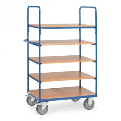Etagenwagen mit 5 Böden - Gesamthöhe 1800 mm - Tragkraft 600 kg Etagenwagen mit 5 Böden - Gesamthöhe 1800 mm - Tragkraft 600 kg