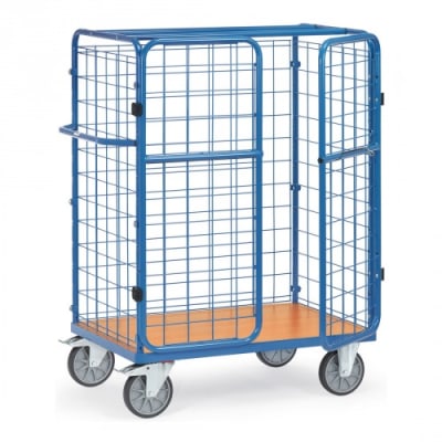 Paketwagen mit Drahtgitterwänden und Doppel-Flügeltür - Gesamthöhe 1500 mm - Tragkraft 600 kg Paketwagen mit Drahtgitterwänden und Doppel-Flügeltür - Gesamthöhe 1500 mm - Tragkraft 600 kg