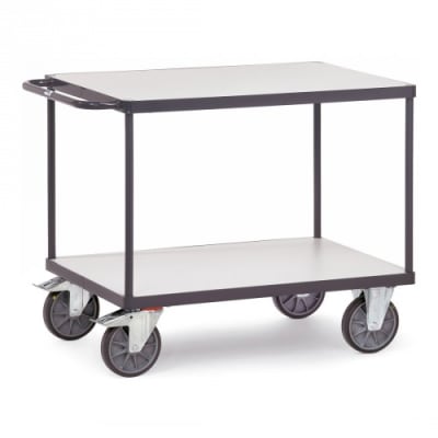 ESD-Tischwagen mit 2 Böden und waagerechtem Schiebegriff - Tragkraft 500 / 600 kg ESD-Tischwagen mit 2 Böden und waagerechtem Schiebegriff - Tragkraft 500 / 600 kg