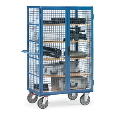 Kastenwagen mit Drahtgitterwänden und Doppel-Flügeltür mit Treibriegelverschluss - Tragkraft 750 kg Kastenwagen mit Drahtgitterwänden und Doppel-Flügeltür mit Treibriegelverschluss - Tragkraft 750 kg