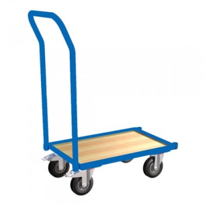 Eurokasten-Roller mit Holzbodenplatte, Rand und Schiebebügel - Tragkraft 250 kg Eurokasten-Roller mit Holzbodenplatte, Rand und Schiebebügel - Tragkraft 250 kg