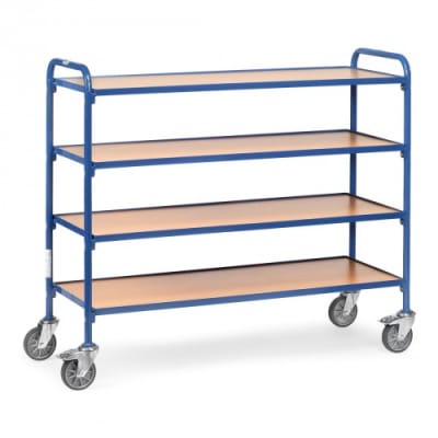 Beistellwagen mit 4 Holzbodenetagen - Breite 1360 mm - Tragkraft 250 kg Beistellwagen mit 4 Holzbodenetagen - Breite 1360 mm - Tragkraft 250 kg