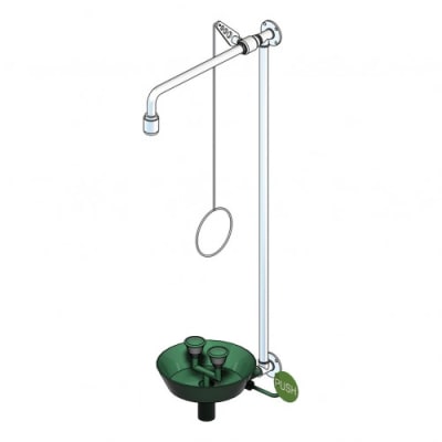 Notdusche mit Zugstange und Augendusche mit Auffangbecken (Wandmontage Aufputz) Notdusche mit Zugstange und Augendusche mit Auffangbecken (Wandmontage Aufputz)