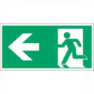 Rettungsweg / Notausgang links - Piktogramm für bodennahes Leitsystem Rettungsweg / Notausgang links - Piktogramm für bodennahes Leitsystem