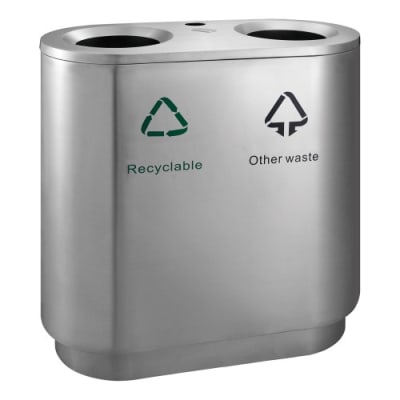 Recycling Abfalleimer mit Einwurföffnung - Inhalt 2x 41 Liter