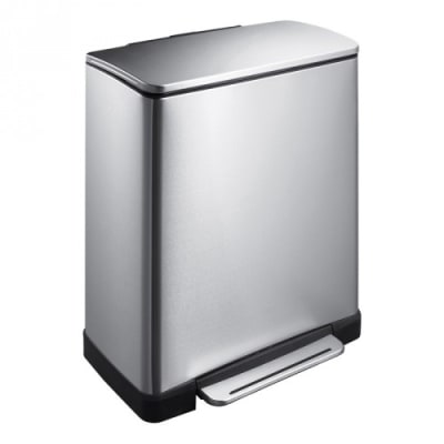 Recycling Tritt-Mülleimer E-CUBE mit Carbonfiltersystem, EKO - Inhalt 28 + 18 Liter