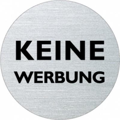 Textschild - Keine Werbung (rund) 