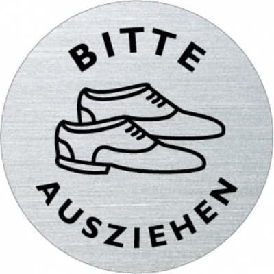 Textschild+Symbol - Bitte Schuhe ausziehen