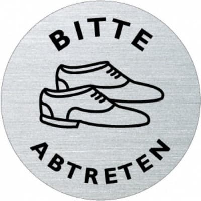 Textschild+Symbol - Bitte Schuhe abtreten Textschild+Symbol - Bitte Schuhe abtreten