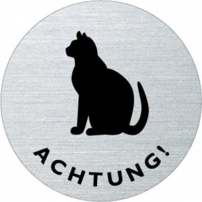 Textschild / Piktogramm - Achtung Katze