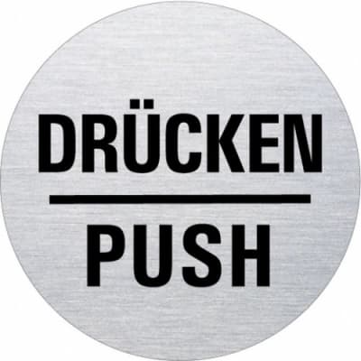 Textschild - Drücken/Push (rund) Textschild - Drücken/Push (rund)