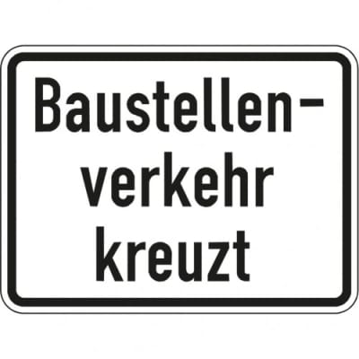 Zusatzschild Baustellenverkehr kreuzt Zusatzzeichen 2132