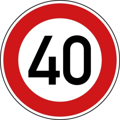 VZ 274-54 - Höchstgeschwindigkeit 40 km/h Schild
