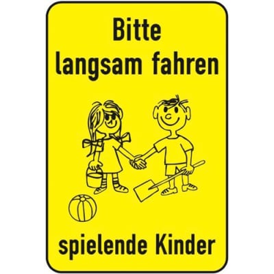 Bitte langsam fahren - spielende Kinder