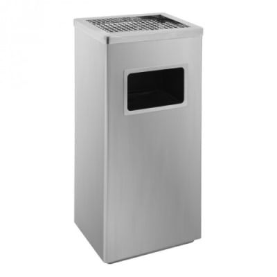 Ascher-Papierkorb mit Gitterauflage, viereckig - Inhalt 14,5 Liter Ascher-Papierkorb mit Gitterauflage, viereckig - Inhalt 14,5 Liter