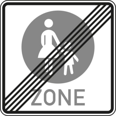 Fußgängerzone Ende Schild mit Verkehrszeichen 242.2 Fußgängerzone Ende Schild mit Verkehrszeichen 242.2