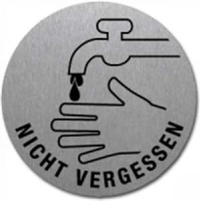 Textschild + Symbol - Händewaschen nicht vergessen (rund) Textschild + Symbol - Händewaschen nicht vergessen (rund)