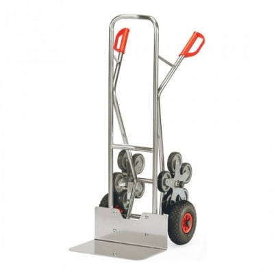 Alu-Treppenkarre mit großer Schaufel, Luftbereifung und Treppensternen - Tragkraft 200 kg Alu-Treppenkarre mit großer Schaufel, Luftbereifung und Treppensternen - Tragkraft 200 kg