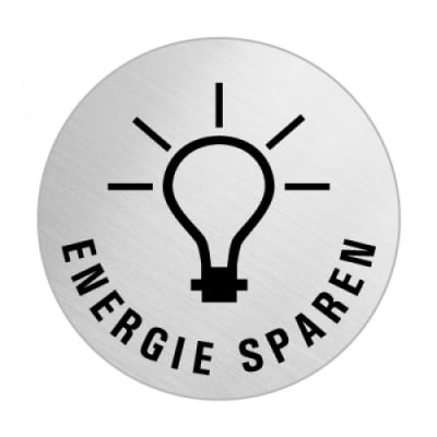 Textschild+Symbol - Energie sparen (Motiv 1) Textschild+Symbol - Energie sparen (Motiv 1)