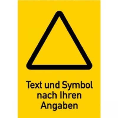 Warnzeichen mit Text und Standardsymbol nach Ihren Angaben, Kombischild gelb Warnzeichen mit Text und Standardsymbol nach Ihren Angaben, Kombischild gelb