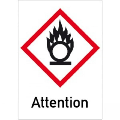 Flamme über Kreis mit Text: Attention (GHS 03) - ENGLISCH - Sonderposten Flamme über Kreis mit Text: Attention (GHS 03) - ENGLISCH - Sonderposten