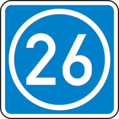Schild Knotenpunkte Autobahnen ein bis zweistellig VZ 406-50 Schild Knotenpunkte Autobahnen ein bis zweistellig VZ 406-50