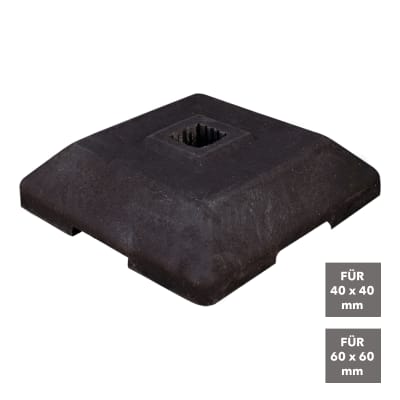 Bakenständerfußplatte, 12 kg, Einstecktasche 60 x 60 mm oder 40 x 40 mm Bakenständerfußplatte, 12 kg, Einstecktasche 60 x 60 mm oder 40 x 40 mm