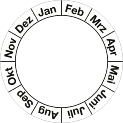10x Grundplakette Januar - Dezember ohne Jahr, Weiß, ø 40 mm, Folie 10x Grundplakette Januar - Dezember ohne Jahr, Weiß, ø 40 mm, Folie