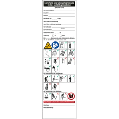 1 Stück Sicherheits- und Gebrauchsanweisung für Ein-/Mehrgelenkleitern, Weiß, Folie 1 Stück Sicherheits- und Gebrauchsanweisung für Ein-/Mehrgelenkleitern, Weiß, Folie