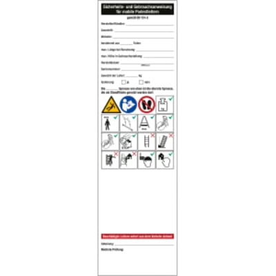 1 Stück Sicherheits- und Gebrauchsanweisung für mobile Podestleitern, Weiß, Folie 1 Stück Sicherheits- und Gebrauchsanweisung für mobile Podestleitern, Weiß, Folie