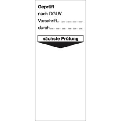 10x Grundplakette Gepr. nach DGUV nächste Prüfung, Weiß, 95 x 40 mm, Folie 10x Grundplakette Gepr. nach DGUV nächste Prüfung, Weiß, 95 x 40 mm, Folie