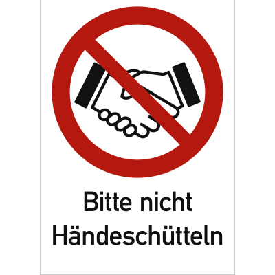 Kombischild Bitte nicht Händeschütteln (praxisbewährt) Kombischild Bitte nicht Händeschütteln (praxisbewährt)