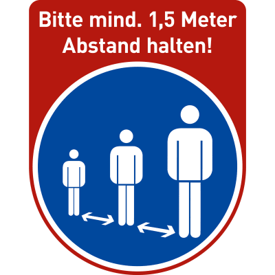 Fußbodenaufkleber Bitte mind. 1,5 Meter Abstand halten! - Mit Gebotszeichen Abstand halten Fußbodenaufkleber Bitte mind. 1,5 Meter Abstand halten! - Mit Gebotszeichen Abstand halten