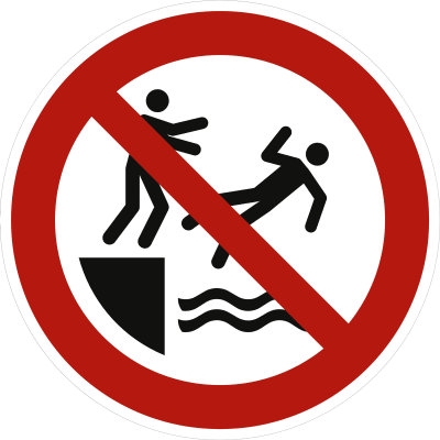 Verbotszeichen Nicht in das Wasser stoßen nach ISO 20712-1, P062 Verbotszeichen Nicht in das Wasser stoßen nach ISO 20712-1, P062