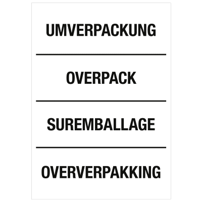 Transportkennzeichnung Umverpackung/Overpack/Suremballage/Oververpakking Transportkennzeichnung Umverpackung/Overpack/Suremballage/Oververpakking