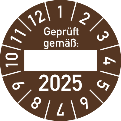 Prüfplaketten - Jahr, Geprüft gemäß ___ Prüfplaketten - Jahr, Geprüft gemäß ___