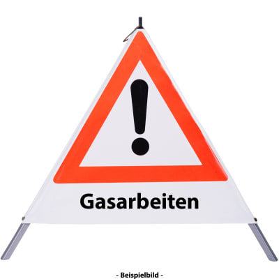 Faltsignal - Gefahrenstelle mit Text: Gasarbeiten Faltsignal - Gefahrenstelle mit Text: Gasarbeiten