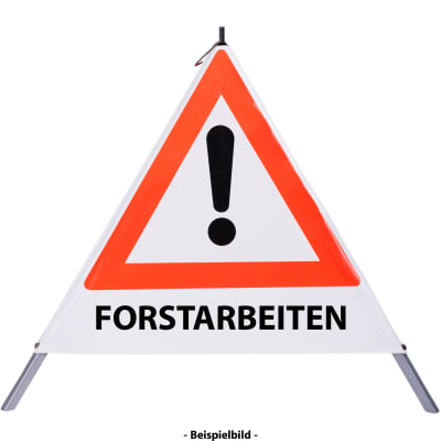 Faltsignal - Gefahrenstelle mit Text: FORSTARBEITEN Faltsignal - Gefahrenstelle mit Text: FORSTARBEITEN