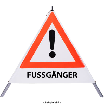 Faltsignal - Gefahrenstelle mit Text: FUSSGÄNGER