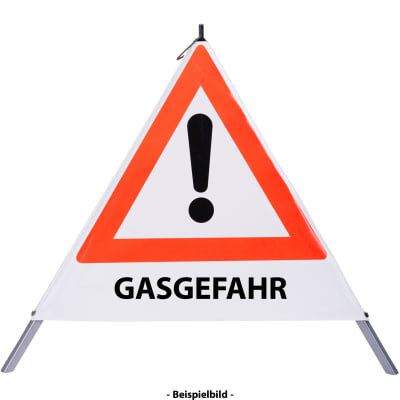 Faltsignal - Gefahrenstelle mit Text: GASGEFAHR Faltsignal - Gefahrenstelle mit Text: GASGEFAHR