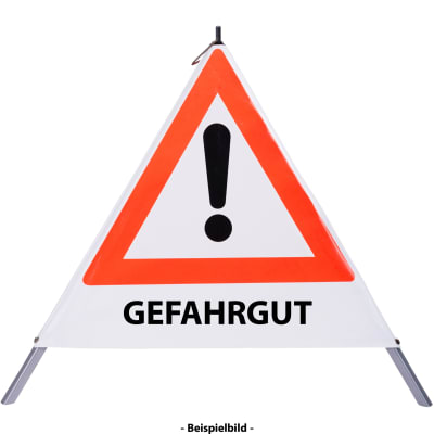 Faltsignal - Gefahrenstelle mit Text: GEFAHRGUT Faltsignal - Gefahrenstelle mit Text: GEFAHRGUT