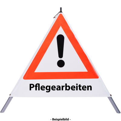 Faltsignal - Gefahrenstelle mit Text: Pflegearbeiten Faltsignal - Gefahrenstelle mit Text: Pflegearbeiten