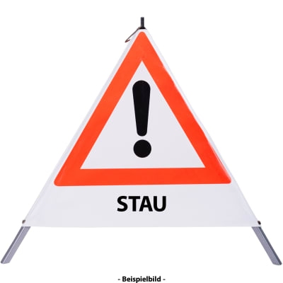 Faltsignal - Gefahrenstelle mit Text: STAU