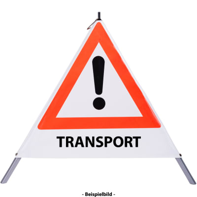 Faltsignal - Gefahrenstelle mit Text: TRANSPORT Faltsignal - Gefahrenstelle mit Text: TRANSPORT